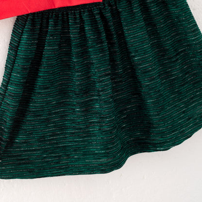 Girls Christmas MERRY BRIGHT Red Sequins Green Skirt Set