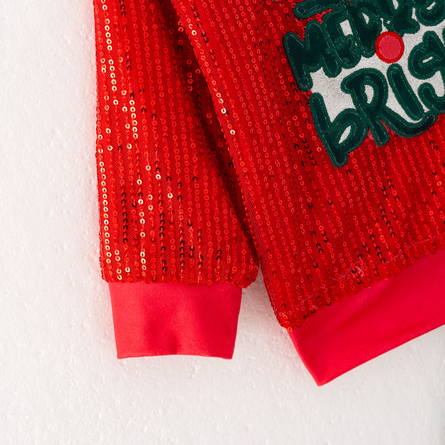Girls Christmas MERRY BRIGHT Red Sequins Green Skirt Set