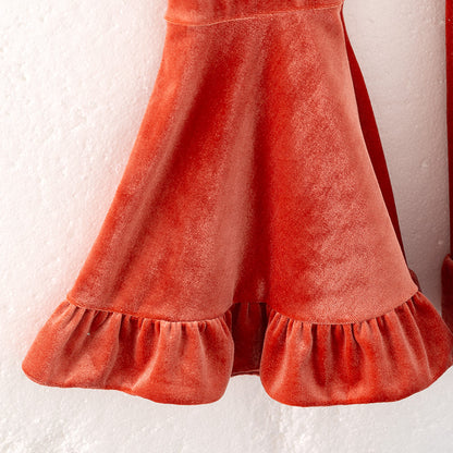 Girls Thanksgiving Pumpkin Cross Print Grey Coral Pant Set