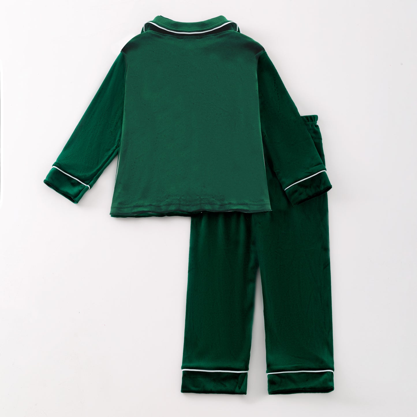 Boys Christmas Green Velvet Long Sleeves Pant Pajamas Set
