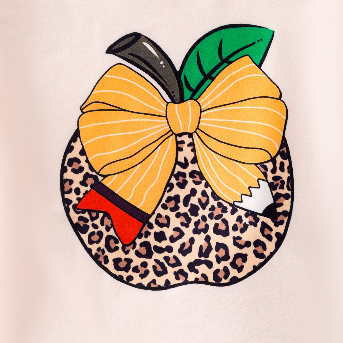 Girls Back To School Pencil Apple Print Bell Pant Set