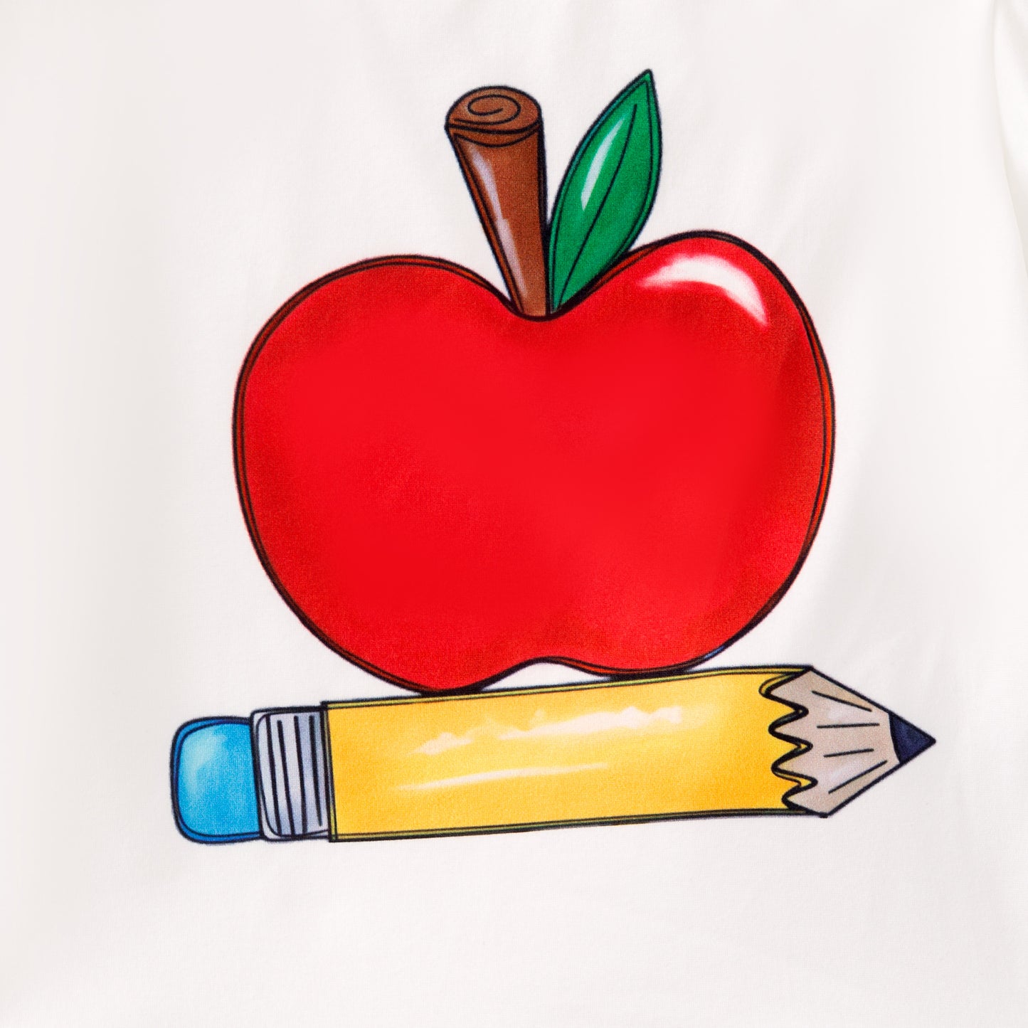 Girls Back To School Pencil Apple Print Bell Pant Set