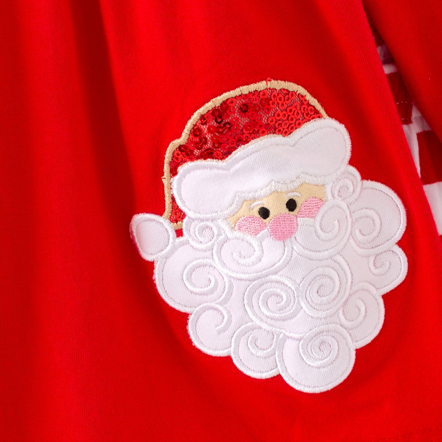 Girls Christmas 3-Pieces Santa Embroidery Red White Scarf Pant Set