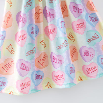 Girls Valentine's Day Heart XOXO Smock Embroidery Dress