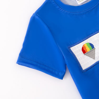 Sibling Summer Kids Rainbow Embroidery Short Set & Romper