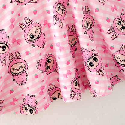 Girls Summer Cute Hot Seller Cartoon Pink Twirl Dress