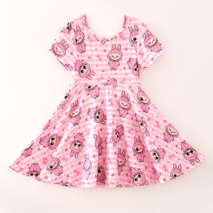 Girls Summer Cute Hot Seller Cartoon Pink Twirl Dress
