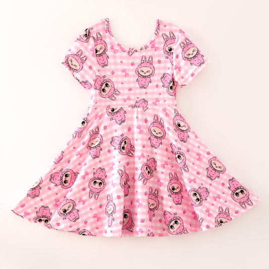 Girls Summer Cute Hot Seller Cartoon Pink Twirl Dress