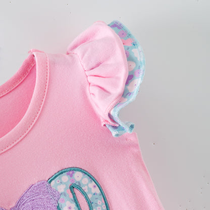 Spring Pink GOD IS GOOD Flower Embroidery Kidswear