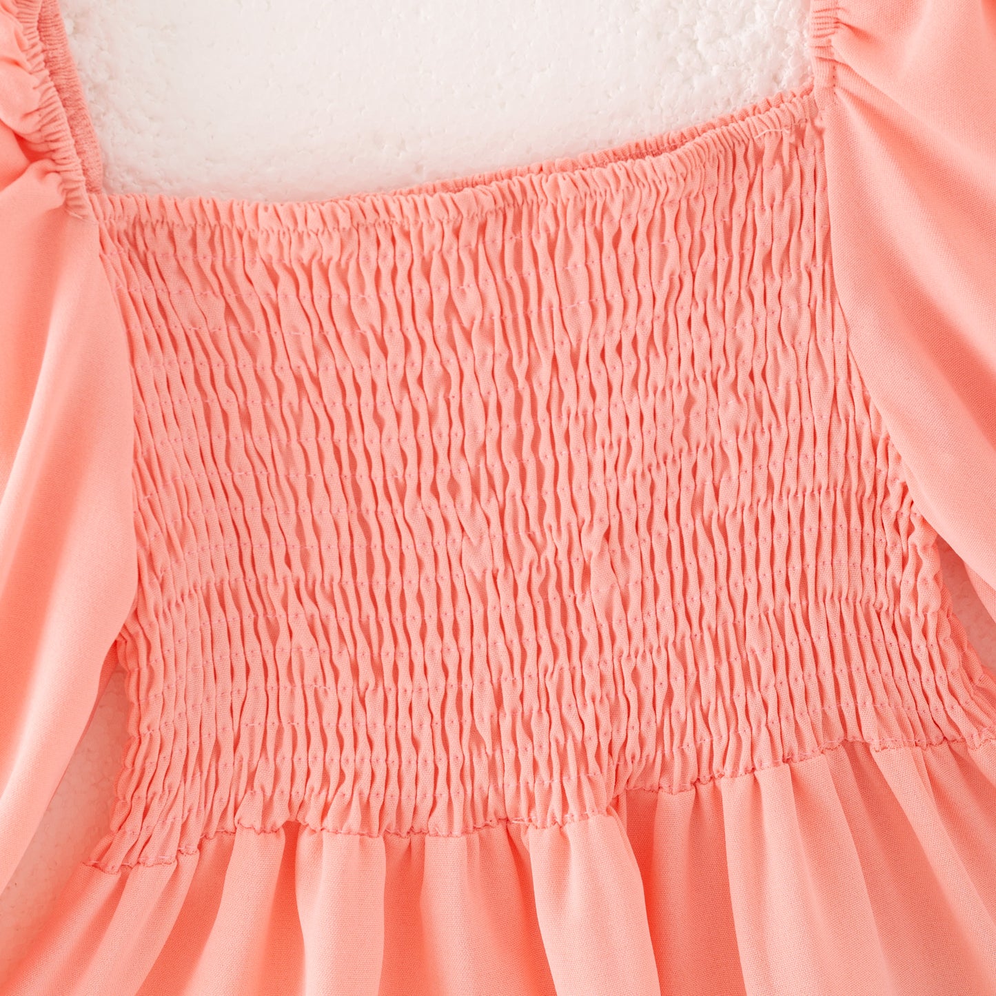 Girls Fall Coral Smocked Top + Sequin Jean Set
