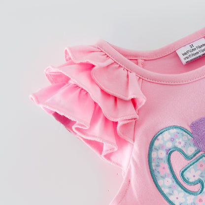 Spring Pink GOD IS GOOD Flower Embroidery Kidswear