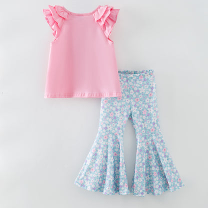 Spring Pink GOD IS GOOD Flower Embroidery Kidswear
