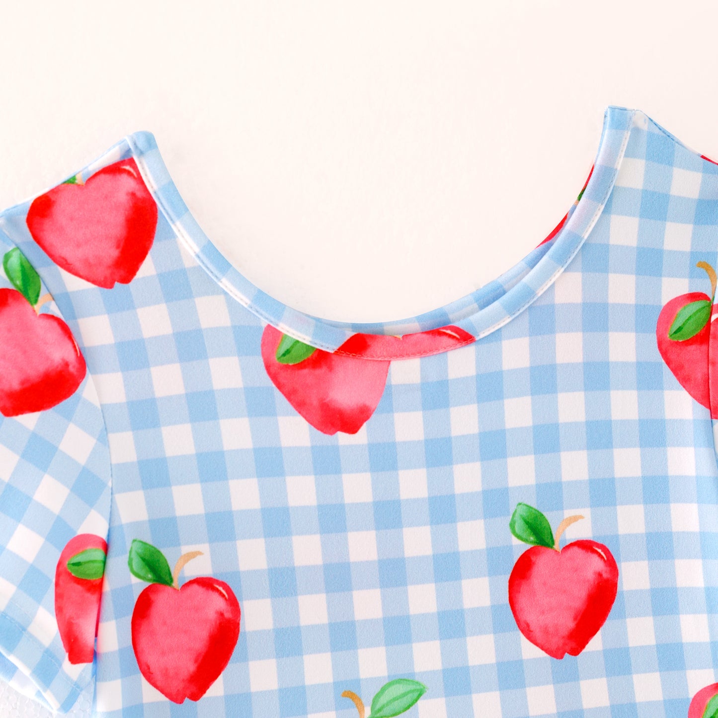 Hot Seller Girls Back To School Blue Plaid Apple Twirl Dress