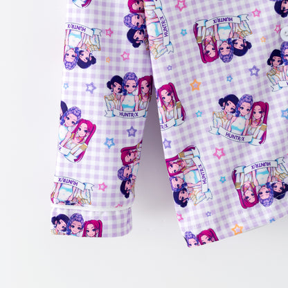 Girls Fall Kpop Demon Hunter Print Pajamas Pant Set