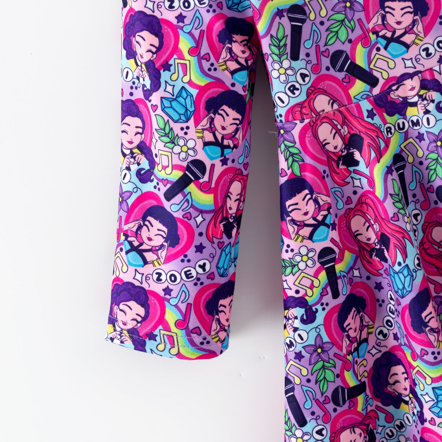 Girls Fashion Kpop Demon Hunter Print Long Sleeves Twirl Dress