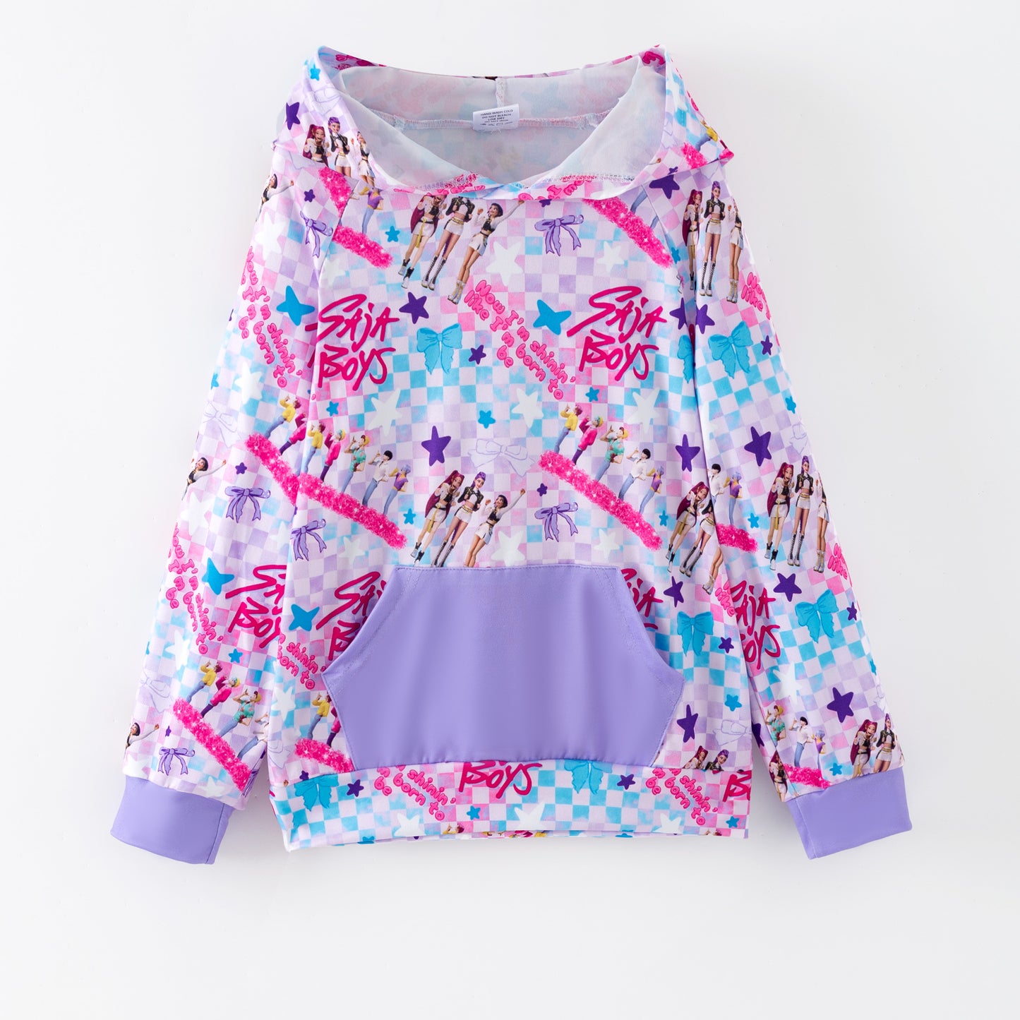 Winter Kpop Demon Hunter Print Long Sleeves Pocket Hoodies For Kids