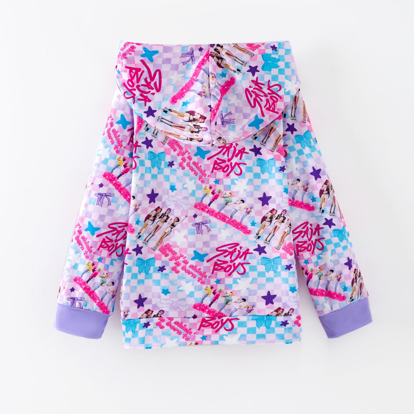 Winter Kpop Demon Hunter Print Long Sleeves Pocket Hoodies For Kids