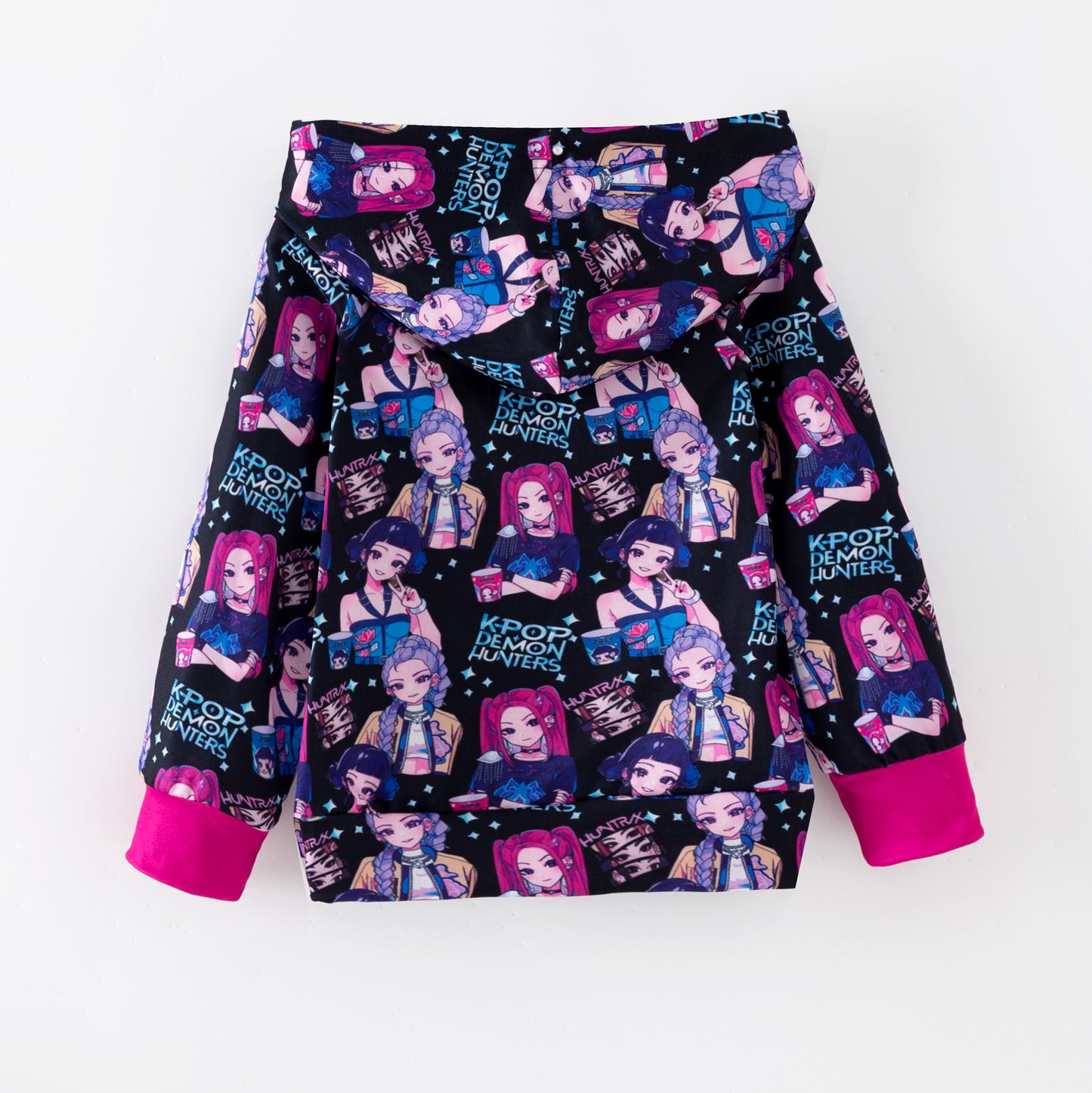 Winter Kpop Demon Hunter Print Long Sleeves Pocket Hoodies For Kids