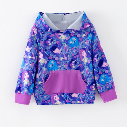 Winter Kpop Demon Hunter Print Long Sleeves Pocket Hoodies For Kids