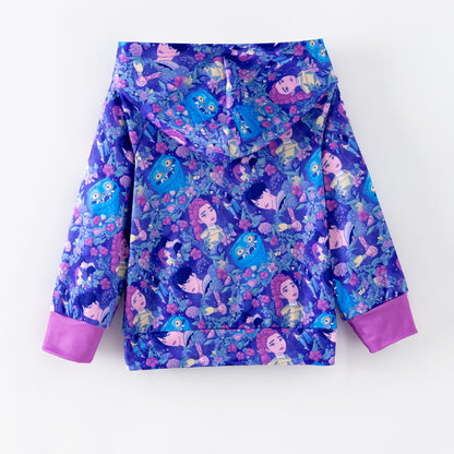 Winter Kpop Demon Hunter Print Long Sleeves Pocket Hoodies For Kids