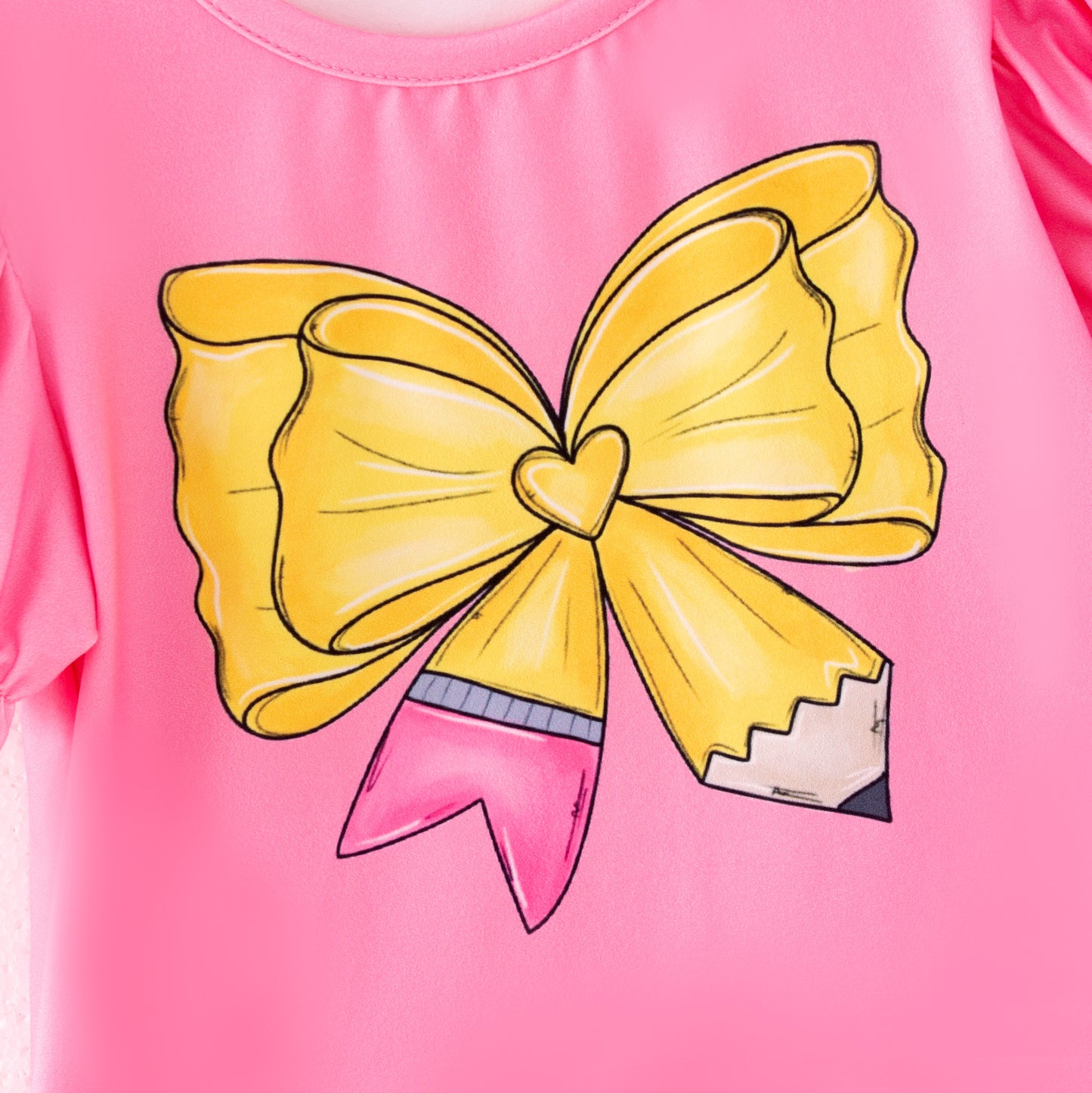 Girls Back To School Pencil Apple Print Bell Pant Set