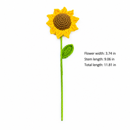 Handmade Crochet Sunflower &Smiley Face Colorful Yarn Knitted Flower Gift (Single Stem)