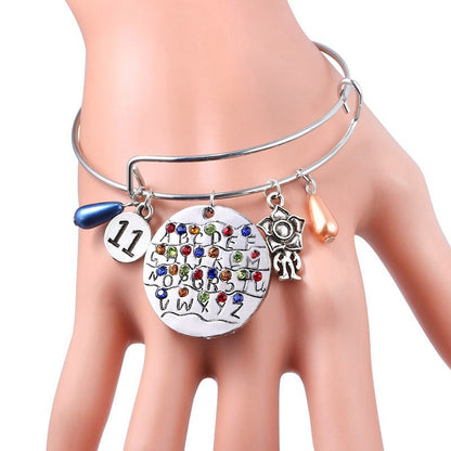 Stranger Things Inspired Jewelry Set Letter Alloy Pendant Necklace & Bracelet Trendy Collectible Accessories