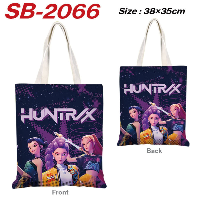 K-Pop Demon Hunters Full-Color Printed Canvas Tote Bag – Shoulder Carry Shopping Bag