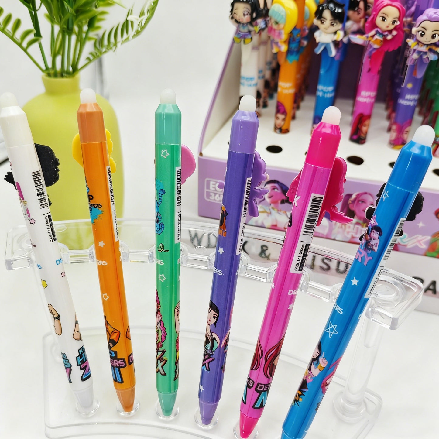 K-POP HUNTR Character Resin Clip Pens – Cute Click Gel Pens for Students & Office Use