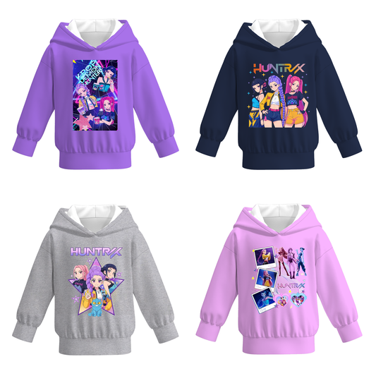 Kpop Demon Hunter Print Long Sleeves Cute Hoodies For Kids