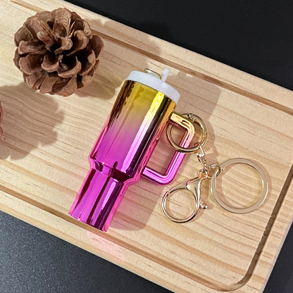 Mini Tumbler Bag Charm Keychain Holographic Rainbow Plastic Cup Charm Accessory