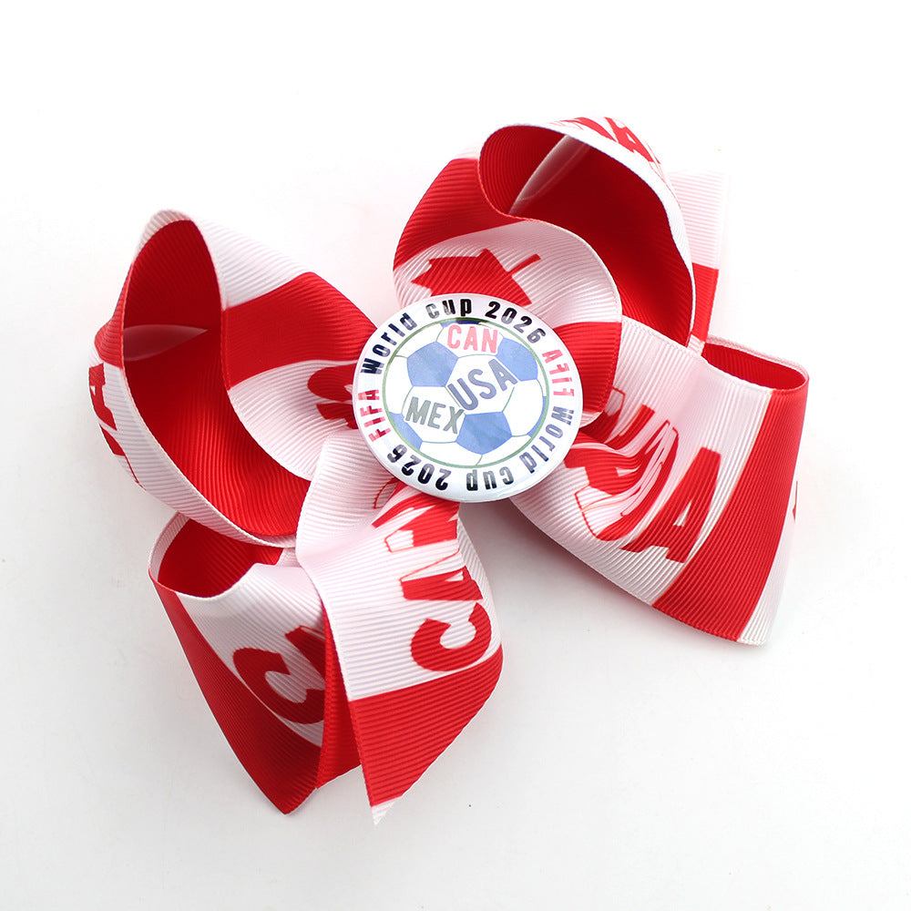 5.5-inch Double-Layer World Cup Ribbon Bow Hair Clip for USA, Canada & Mexico