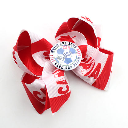 5.5-inch Double-Layer World Cup Ribbon Bow Hair Clip for USA, Canada & Mexico