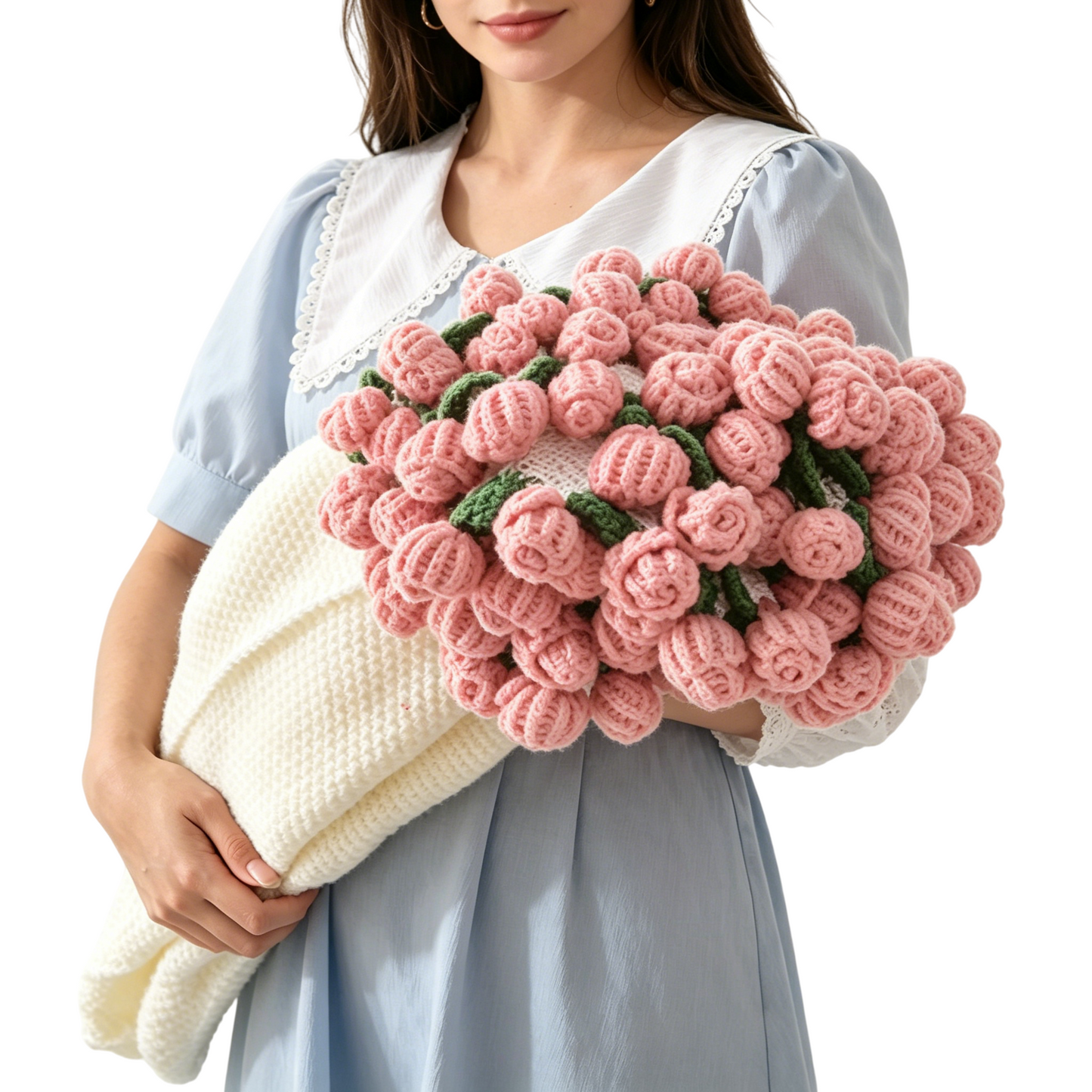 99 Roses Flower Edge Knit Throw Bouquet Style Floral Blanket