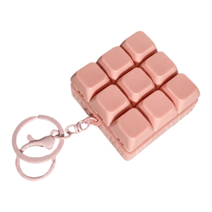 Finger Press Button Cube Squishy Keyboard Keychain Stress Relief Toy