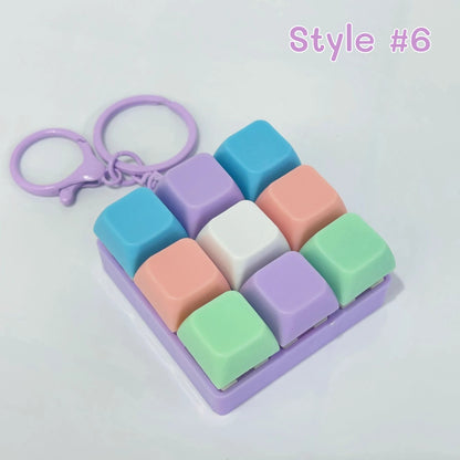 Finger Press Button Cube Squishy Keyboard Keychain Stress Relief Toy