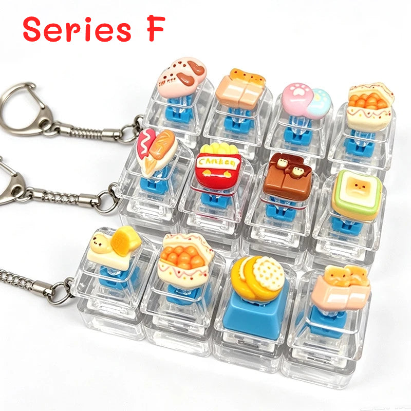 Mini Food Mechanical Key Fidget Toy – Handmade Resin Charms