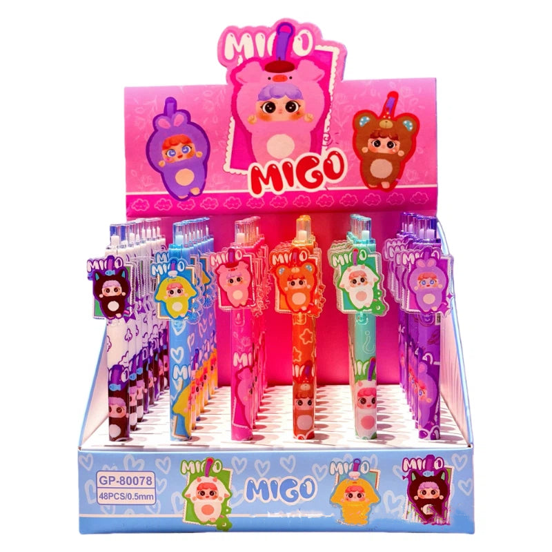 Cartoon Insert Click Gel Pens – Assorted Themes, Smooth Writing | Box of 48