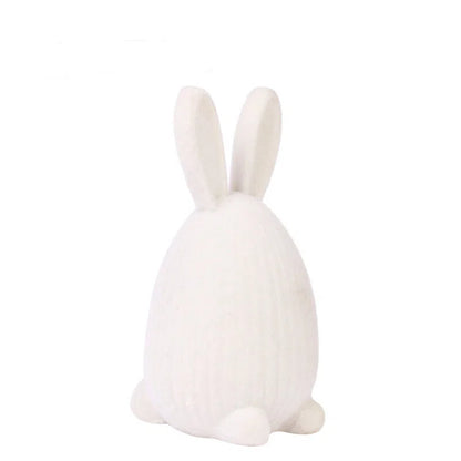 Minimalist Flocked Resin Easter Bunny Decor Tabletop Home Ornament Gift