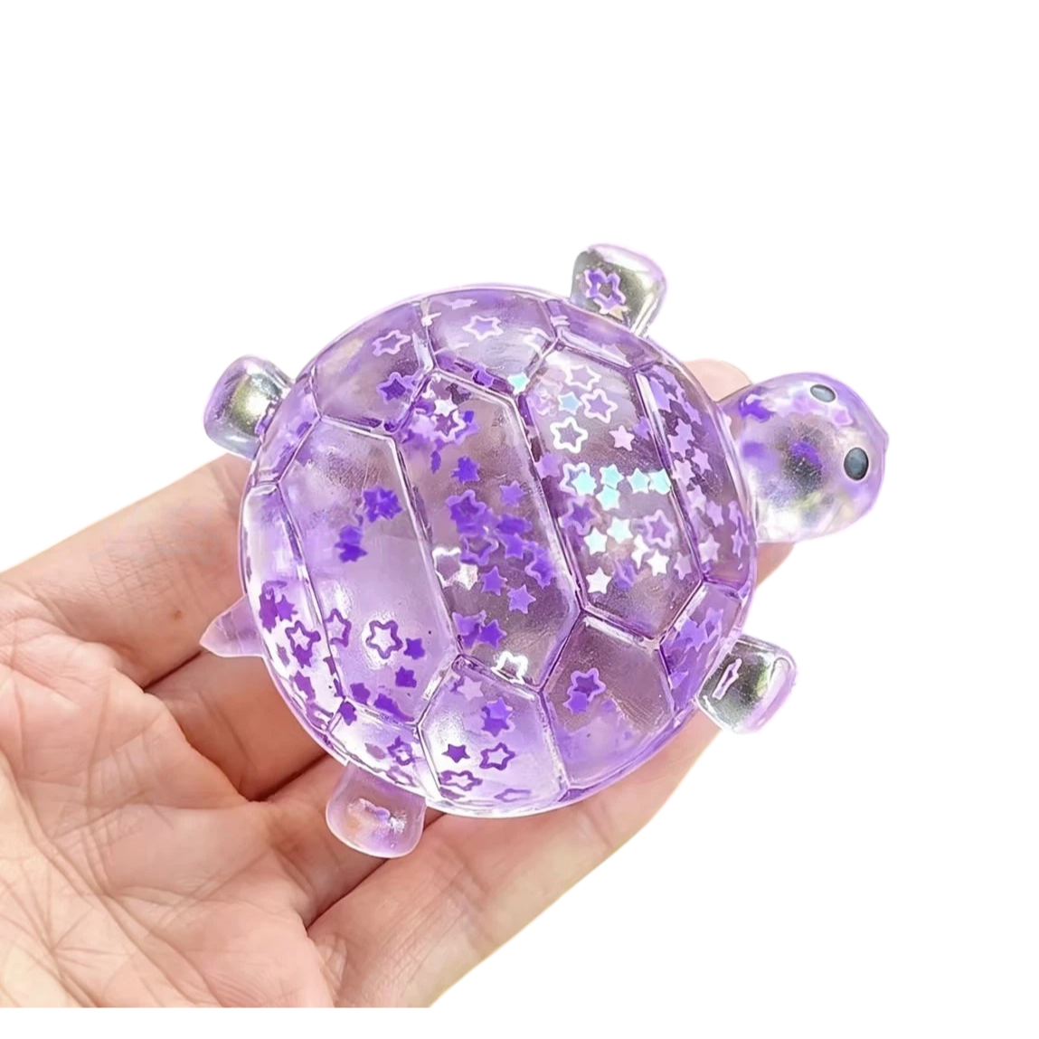 Glitter Turtle Squishy Stress Relief Toy with Taffy-Like Texture
