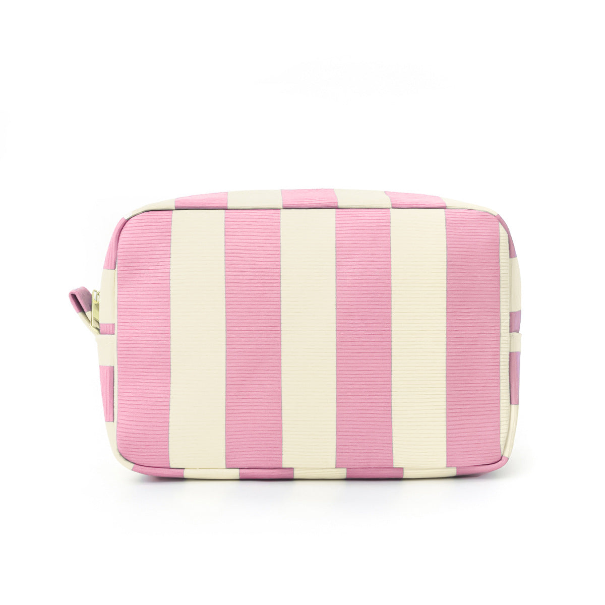 Corduroy Striped Makeup Pouch Travel Toiletry Bag