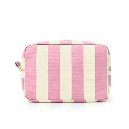 Corduroy Striped Makeup Pouch Travel Toiletry Bag