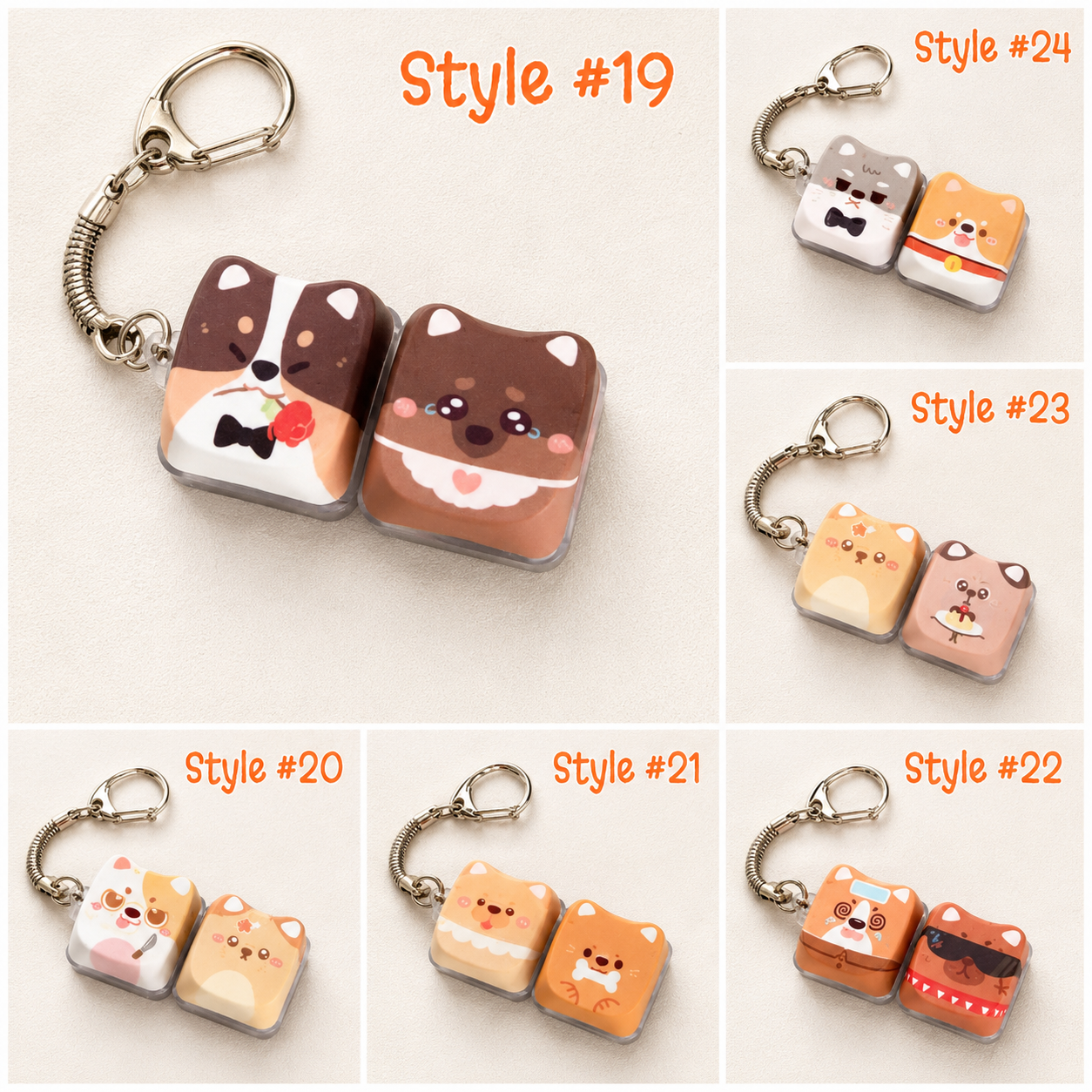 Cute Animal Dog Keycap Fidget Keychain – Pressable Bag Charm