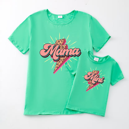 Mother's Day MAMA MINI Light Print Mint Cotton T-Shirt