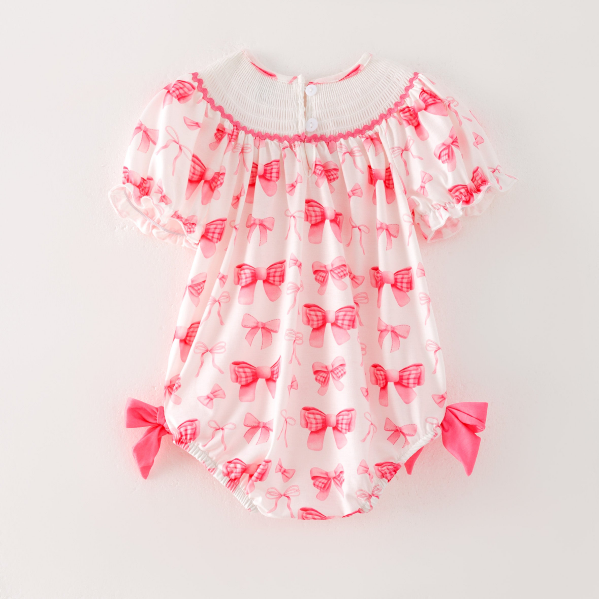 Spring Pink Bow BIRTHDAY GIRL Smock Embroidery Girls Dress & Romper