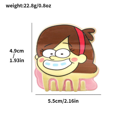 Gravity Falls Inspired Cartoon Acrylic Hair Claw Clip for Kids Animated Style Hair Accessory