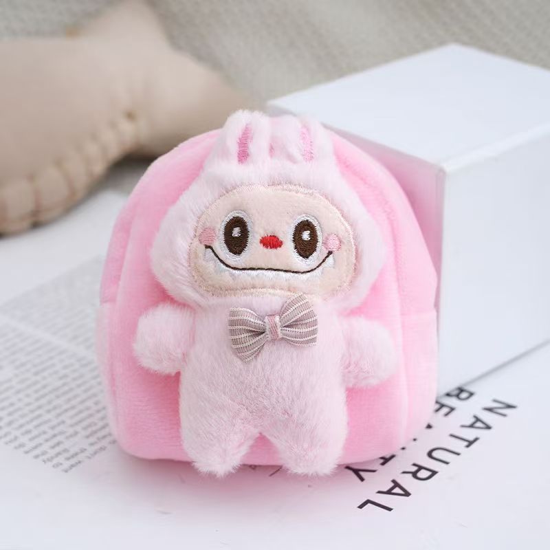 Plush Labubu Mini Backpack Coin Purse & Earphone Case – Cute Bag Charm Keychain
