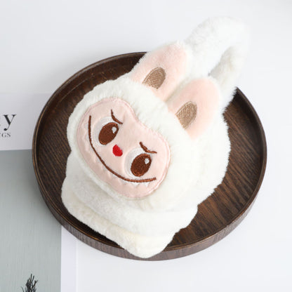Winter Labubu Tie Dyed Fuzzy Ear Muffs Warm Plush Earmuffs  Cozy Frost-Proof Ear Warmers