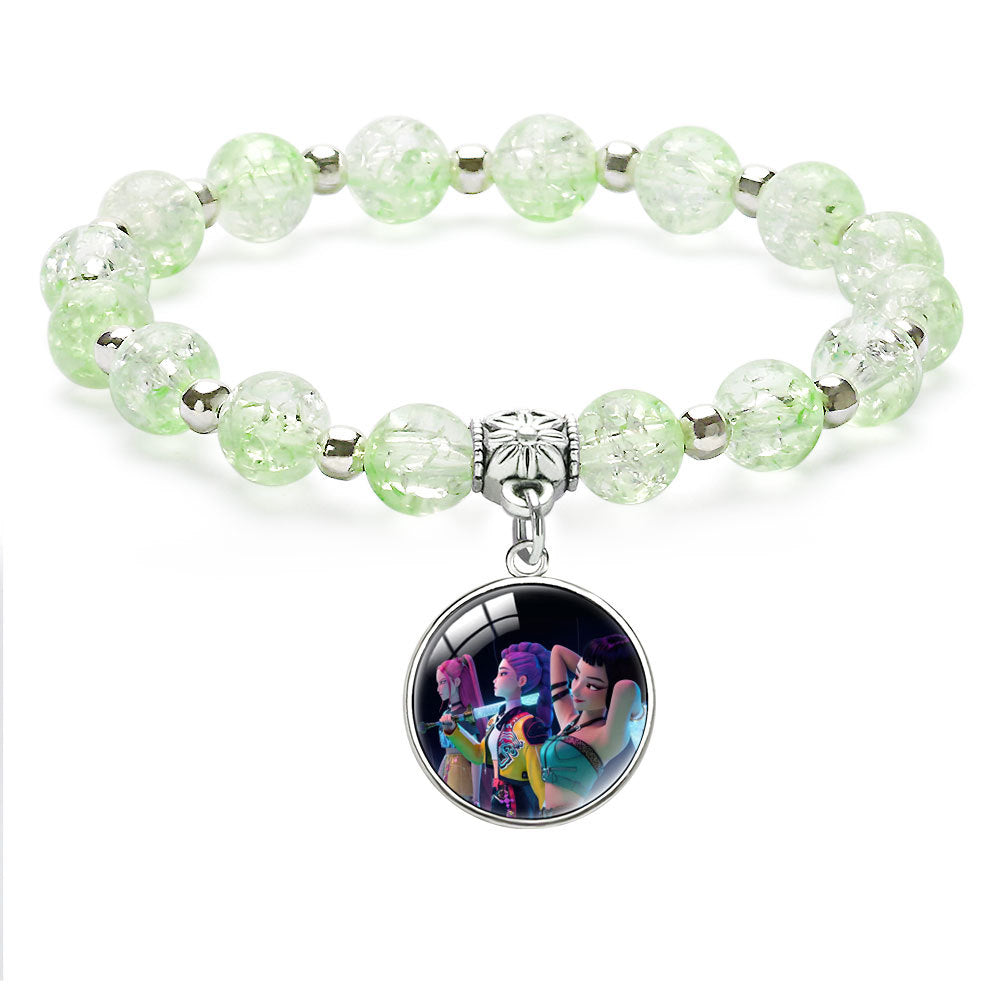 New Design K-Pop Demon Hunters Beaded Charm Bracelet with Gemstone Ice-Cracked Style
