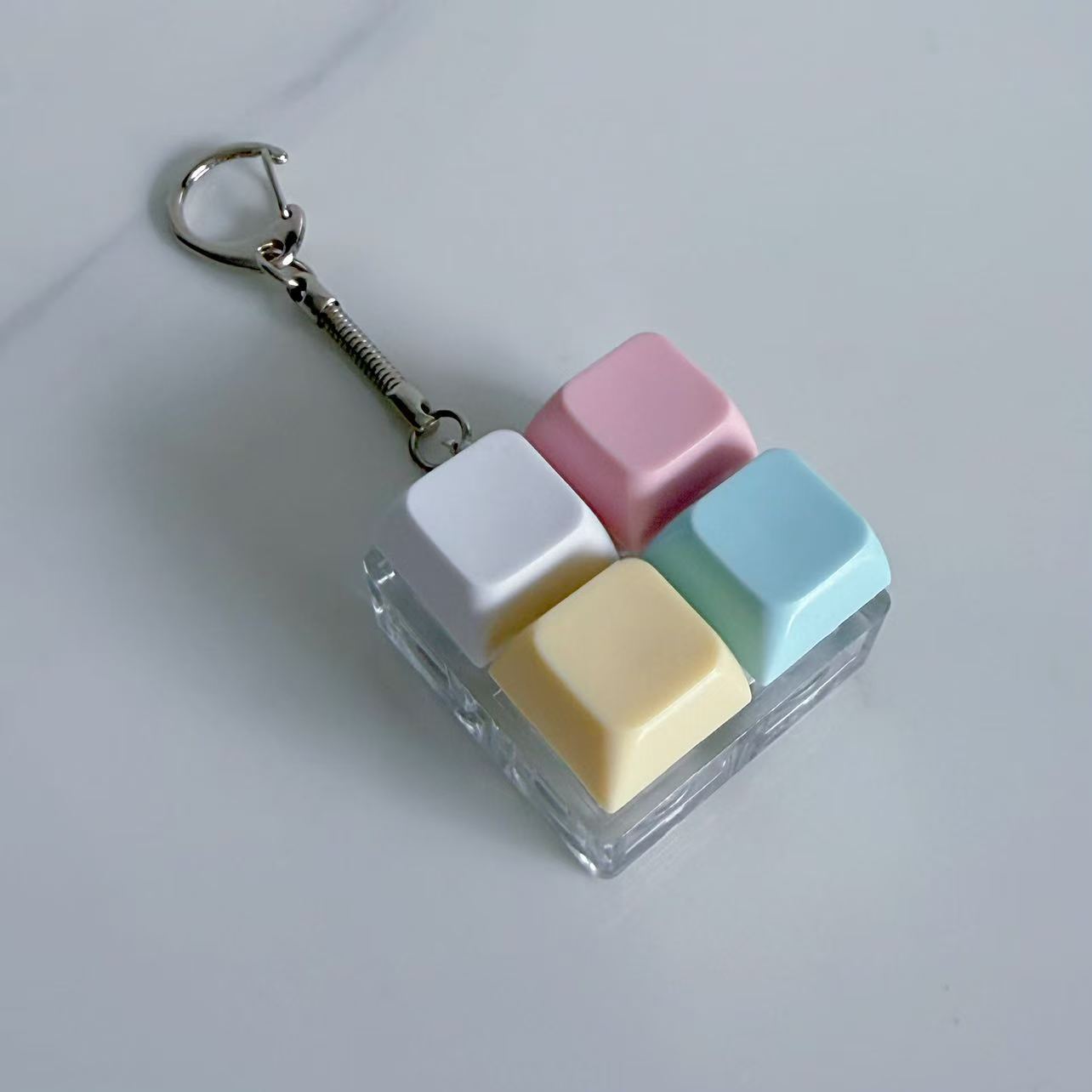Pastel Colors Finger Press Button Cube Squishy Keyboard Keychain Stress Relief Toy